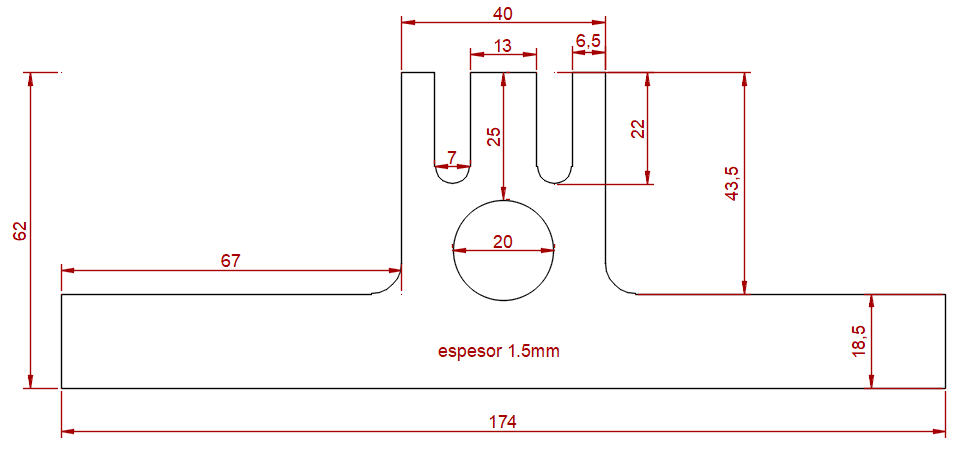 CUCHILLA EN T 174X60X14.5 (MM) - Imagen 1