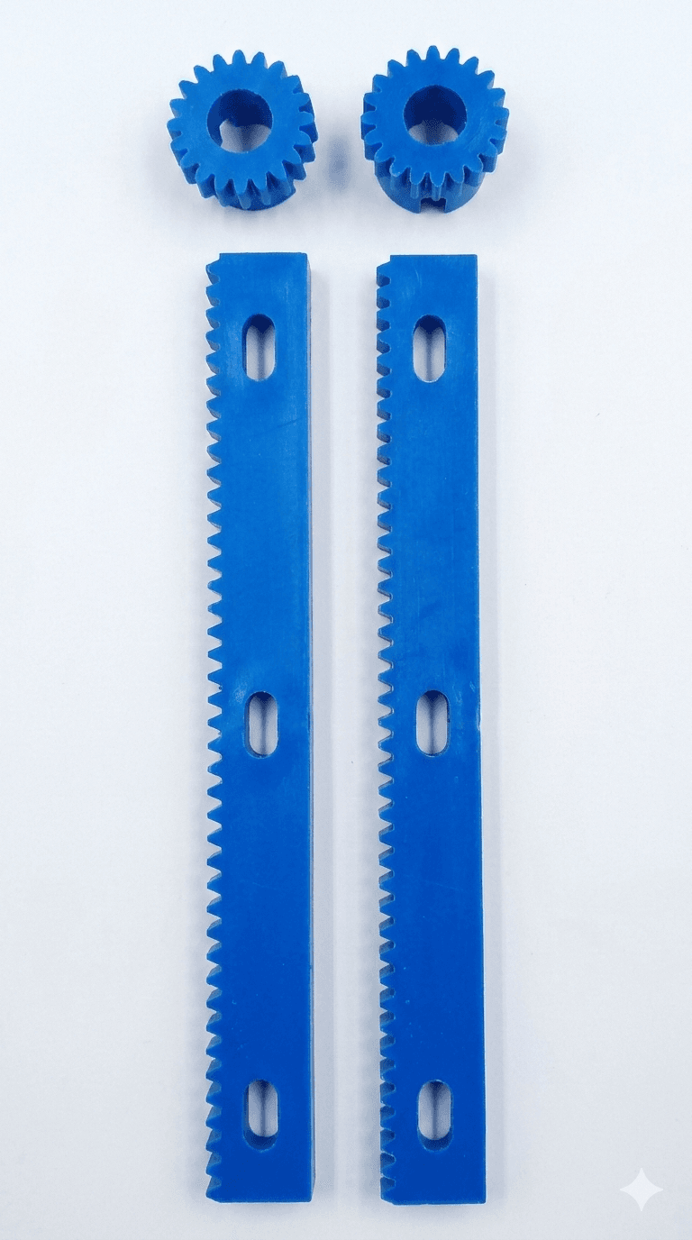 JUEGO DE CREMALLERA CON PIÑONES AZULES PARA RODILLO DE ATAQUE (2 CREMALLERAS, 2 PIÑONES)