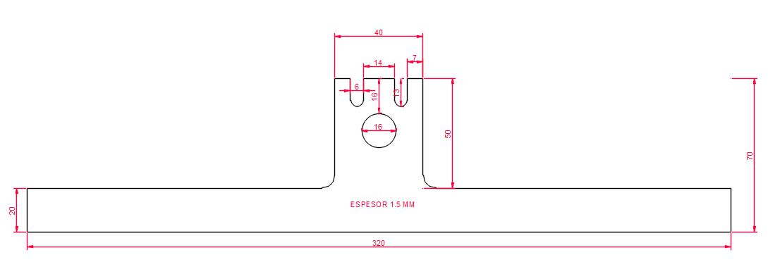 CUCHILLA EN T 320MM X 70MM X (1.5MM ESPESOR)